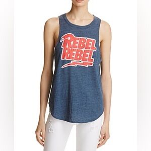 NWT Chaser David Bowie ‘Rebel Rebel’ Lounge Muscle Tee Tank Blue Red Large